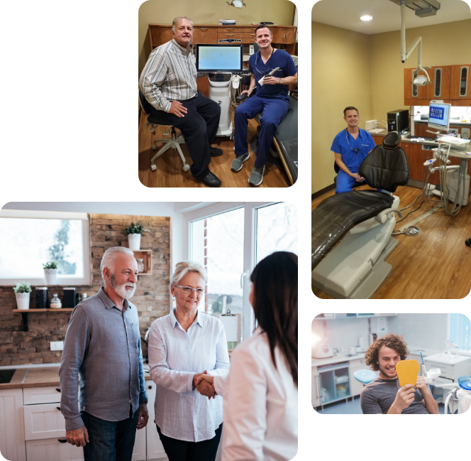 Collage of photos of dentists and dental team members